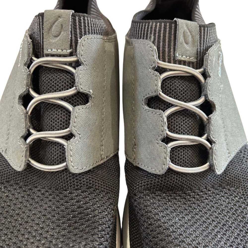Olukai men’s Makia Ulana Kai shoes 10 black grey elastic laces drop in heel - Picture 8 of 13
